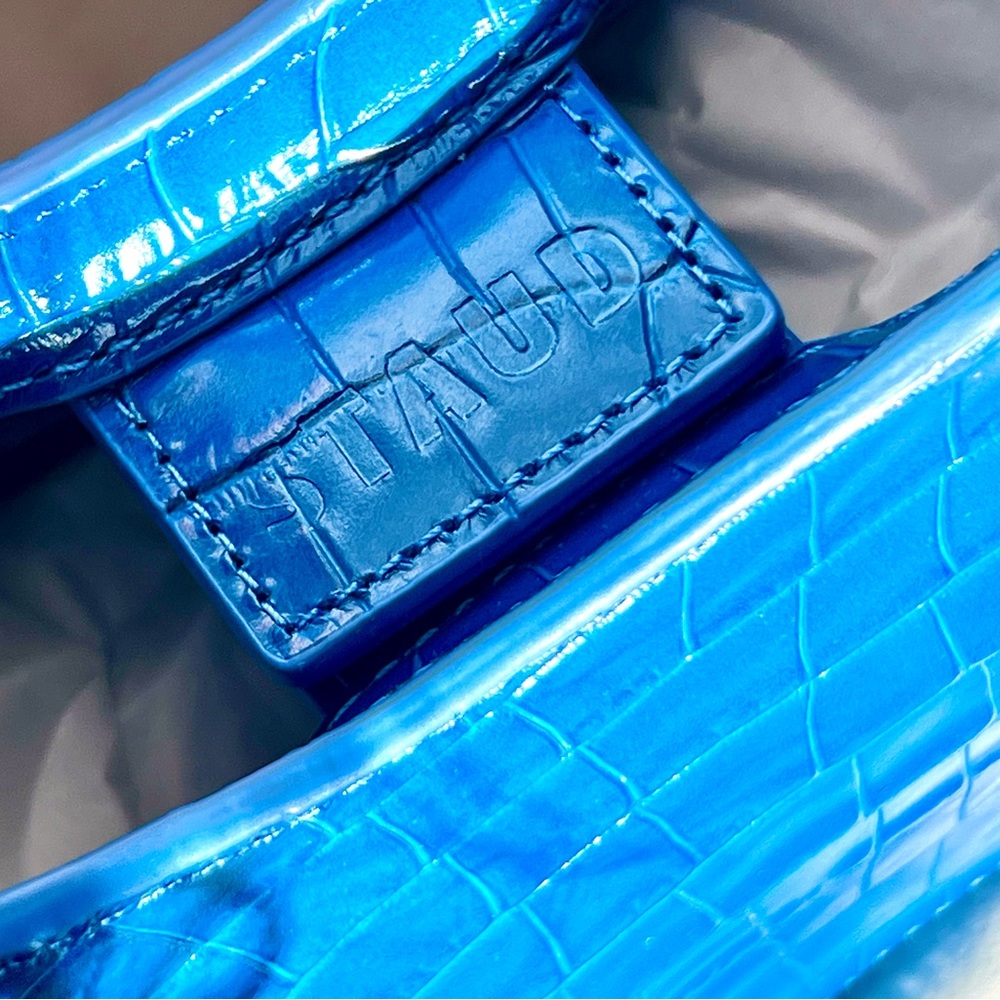 🌺🎉2XHP🎉🌺 NWT Staud Mini Moon Crocodile Embossed Bag Island Blue - Picture 8 of 16